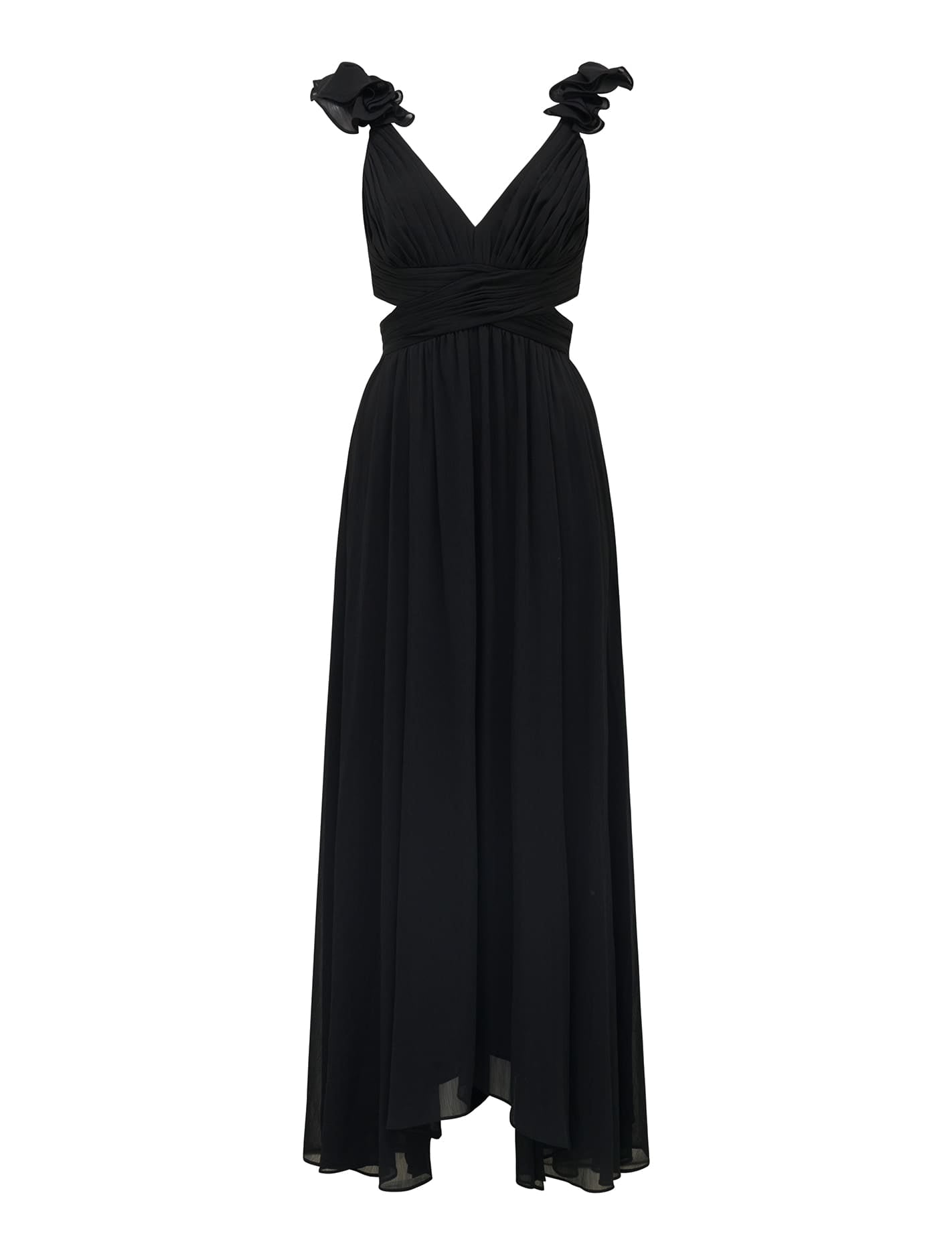 Selena Ruffle Shoulder Maxi Dress Black | Forever New