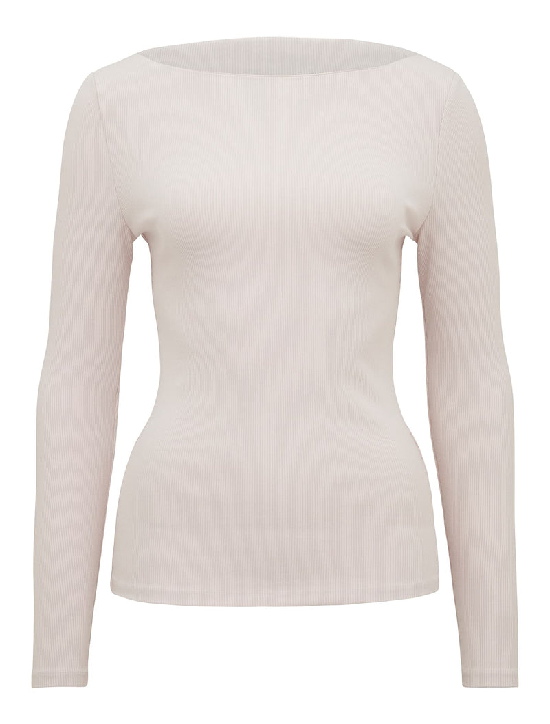 Brie Boat Neck Long Sleeve Top Stone | Forever New