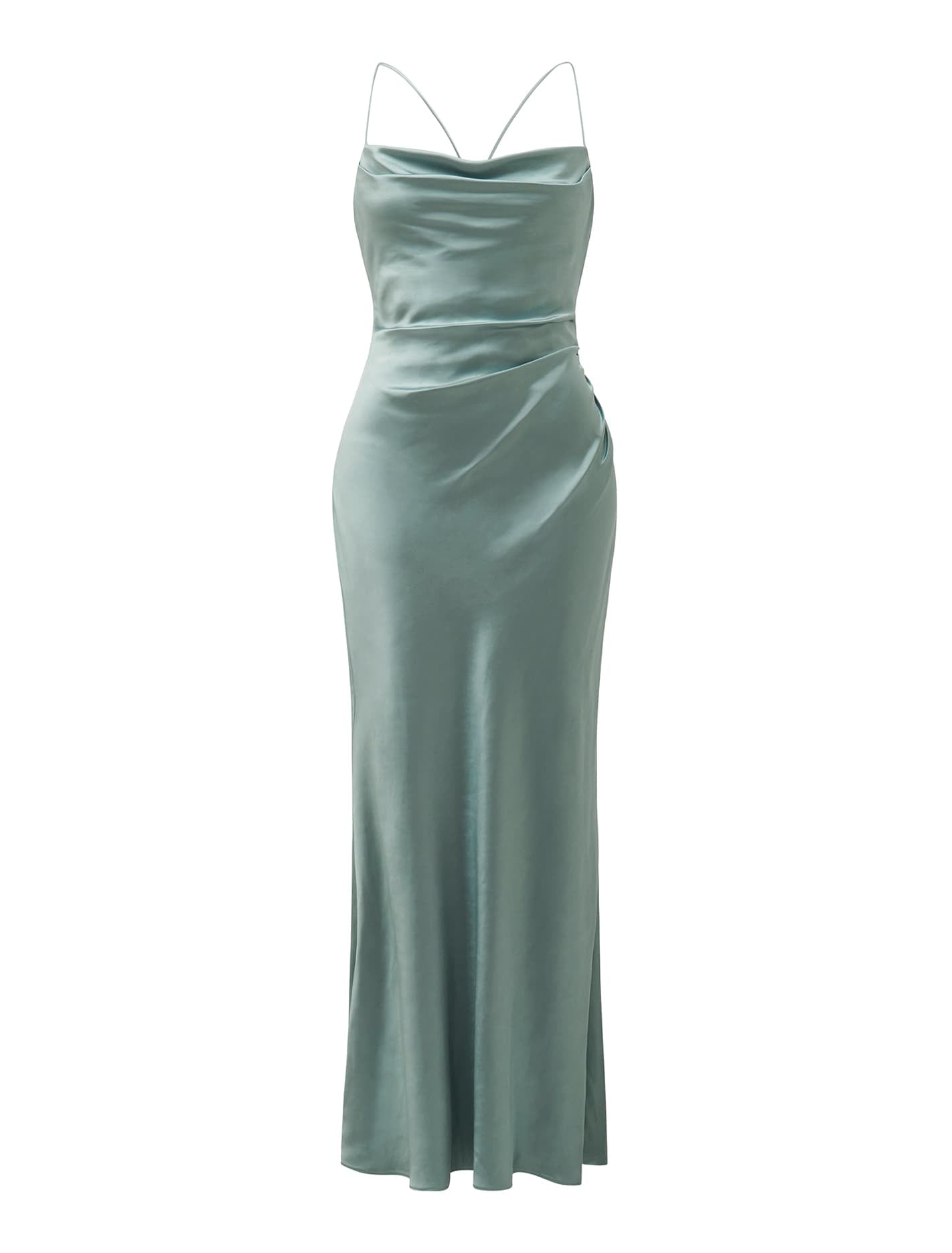 Ruby Tie Back Satin Maxi Dress Smoke Blue | Forever New