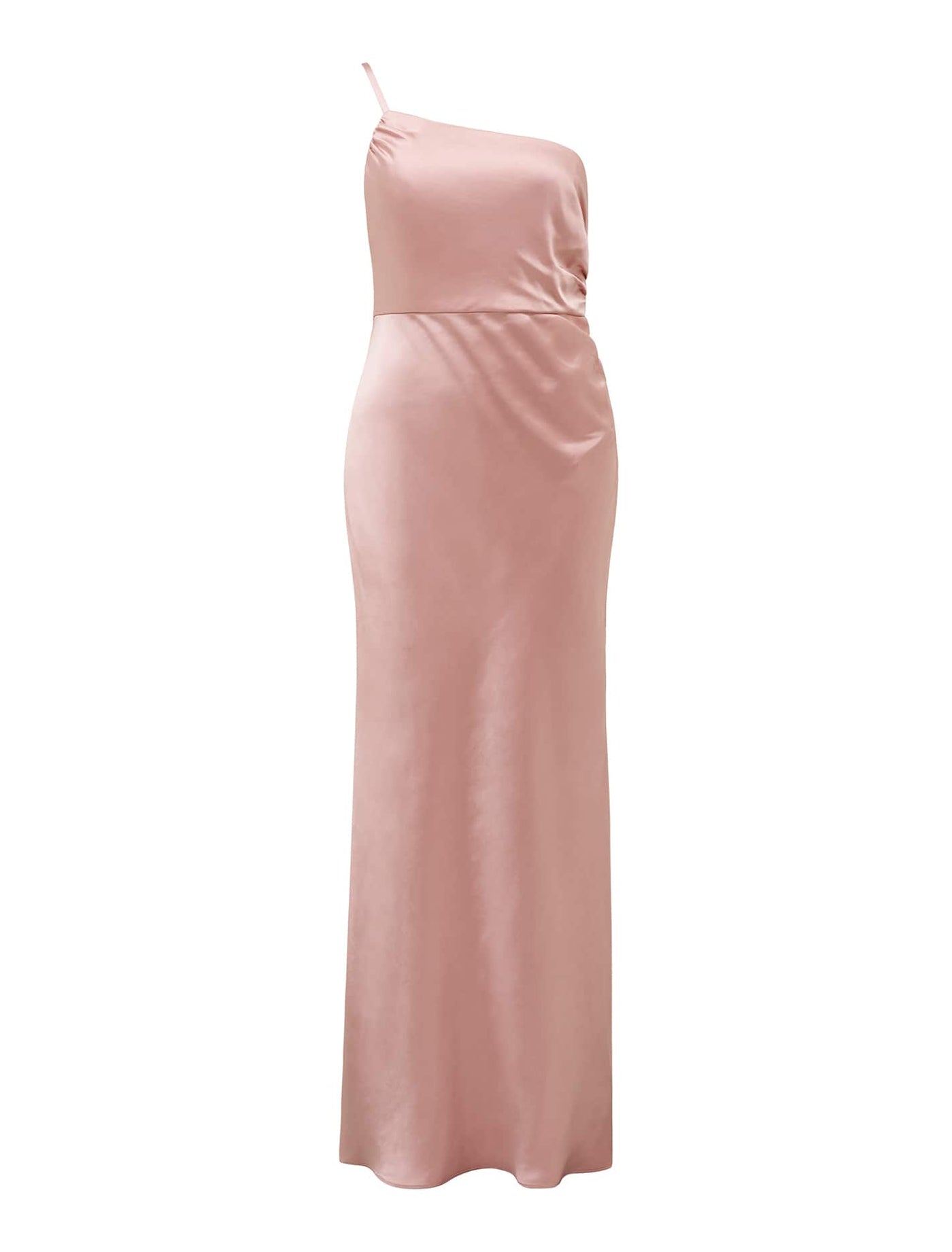 Kelly Petite One Shoulder Satin Maxi Dress in Pink Size 8