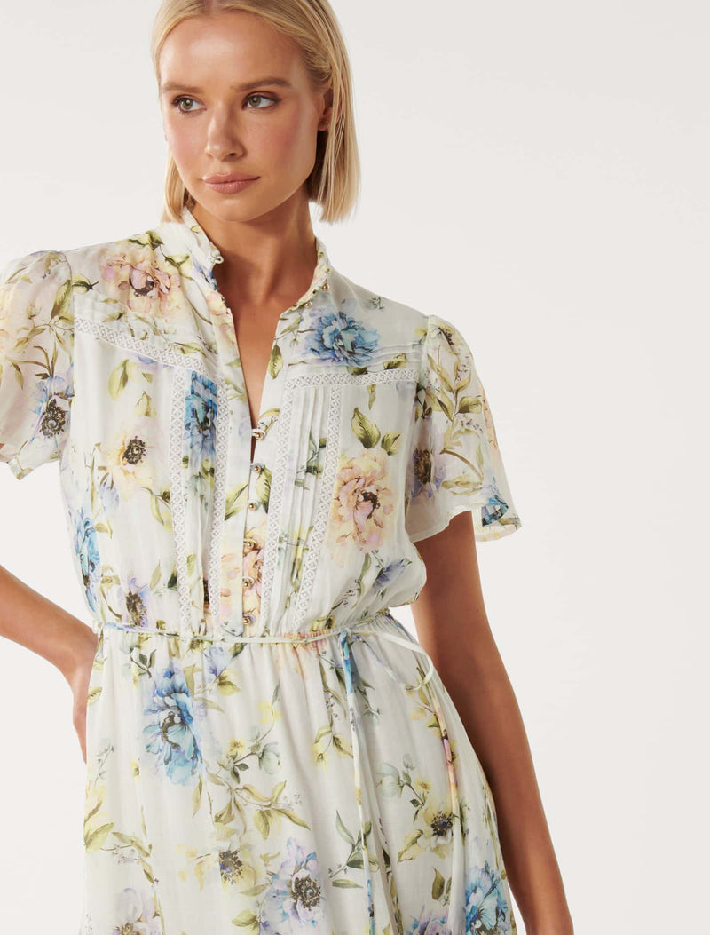 Laura Trim Detail Midi Dress Petra Floral | Forever New