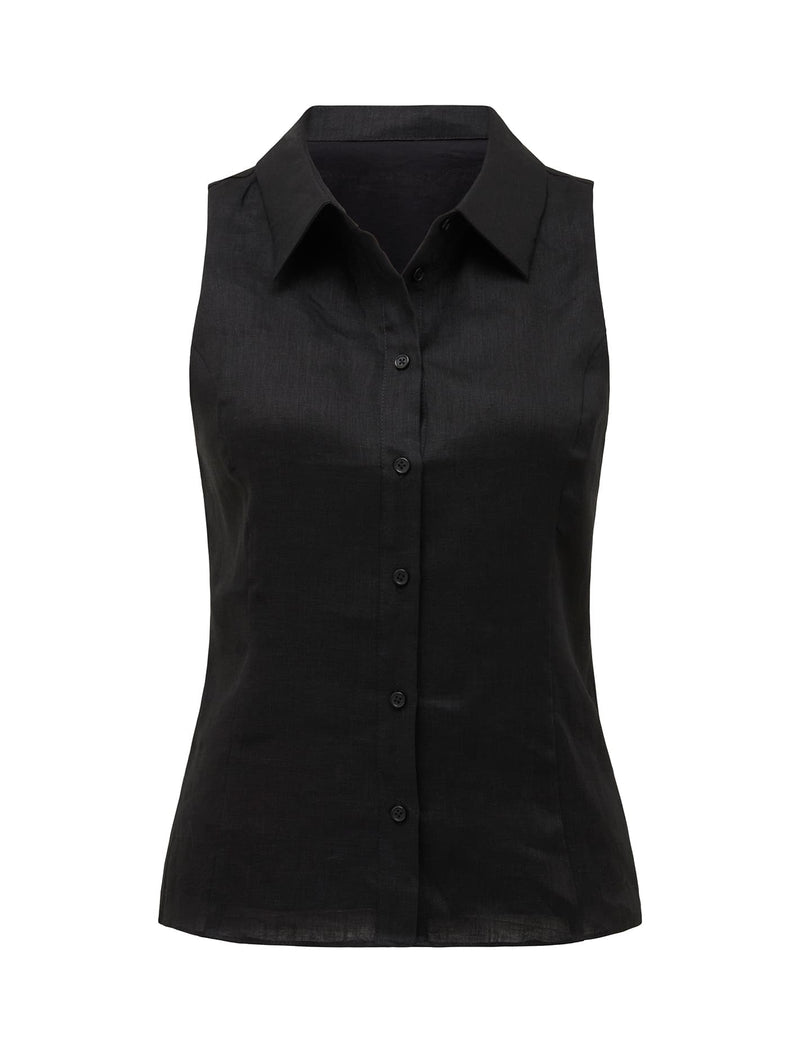 Kathleen Linen Sleeveless Shirt Black | Forever New