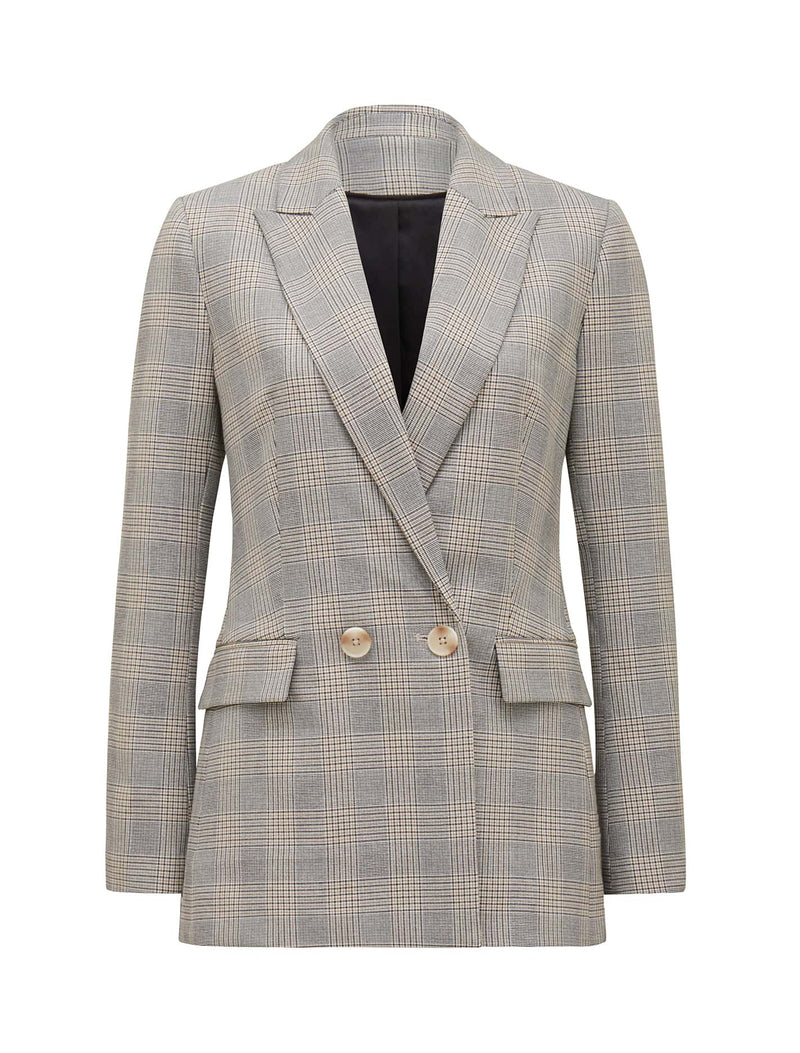 Gemma Check Double Breasted Blazer Forever New