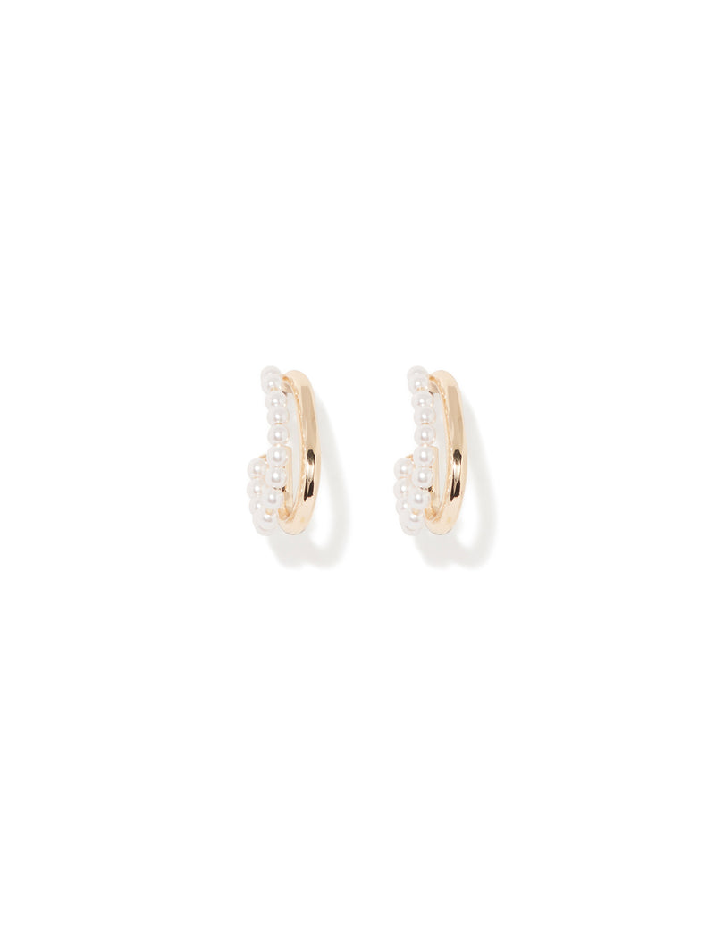 Scarlett Metal Pearl Hoop Earrings Forever New