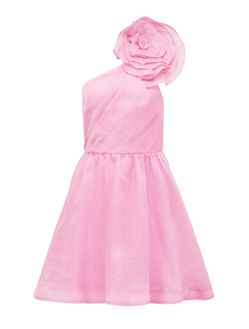 Gigi Silk Rosette Mini Dress Candy Floss | Forever New