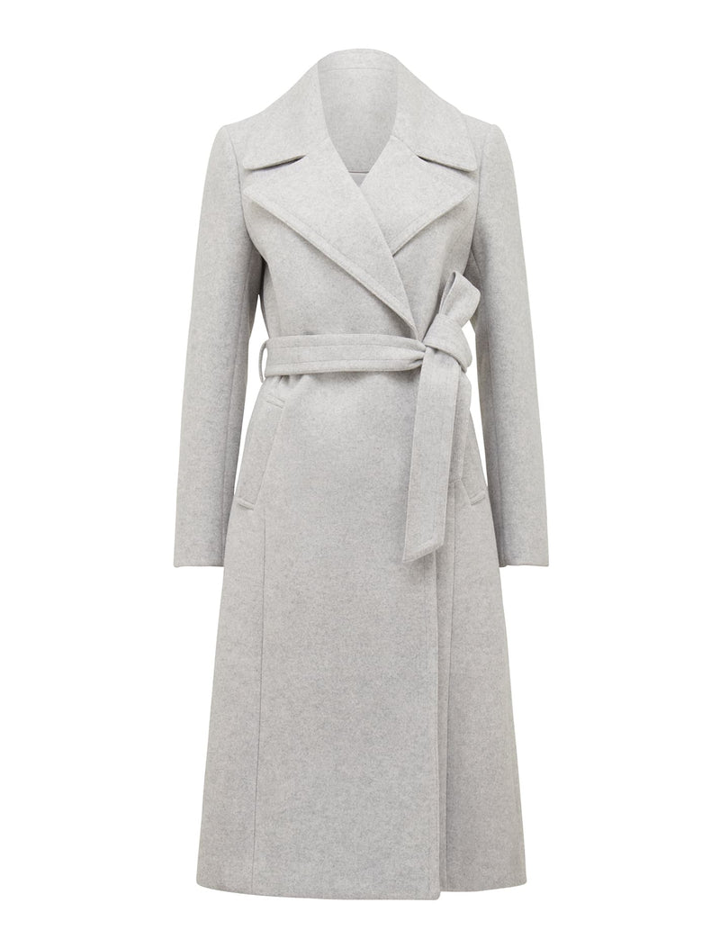 Polly Wrap Coat Light Grey Marle Forever New