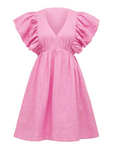 Lola Linen Flutter Sleeve Mini Dress Forever New