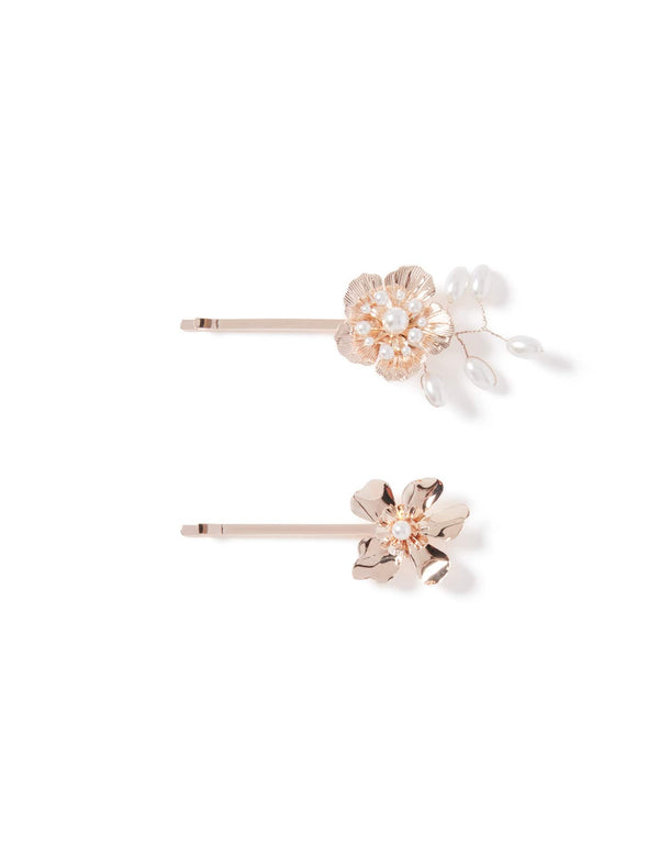 Chloe Flower Pearl Clip 2 Pack Forever New
