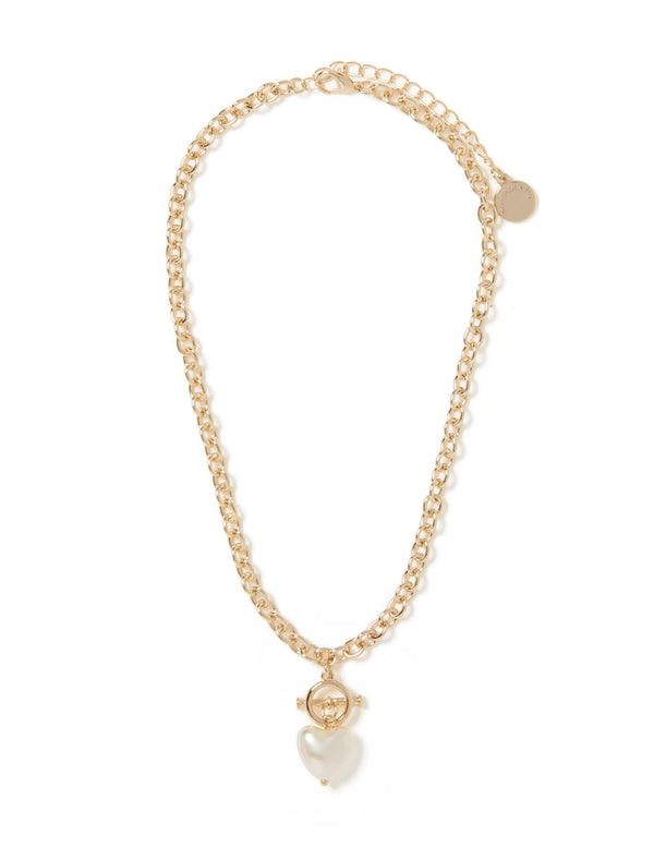 Shelley T- Bar Pearl Heart Necklace Forever New