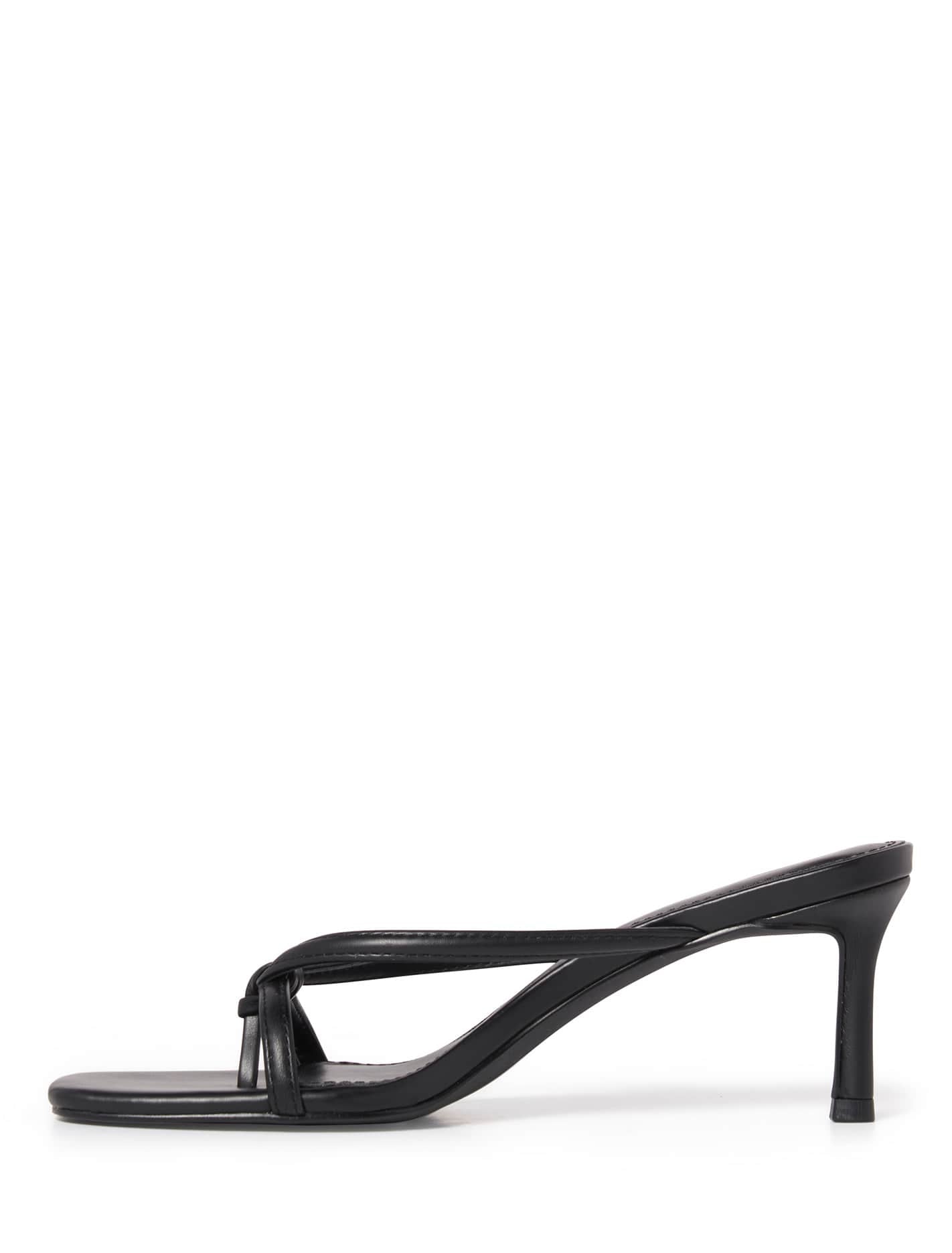 Piper Toe Post Kitten Heel Black | Forever New