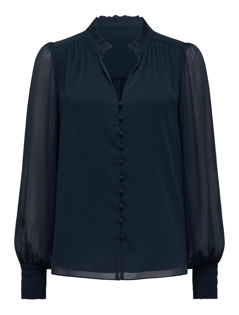 Flora Fluted Pleat Blouse Petrol Blue | Forever New