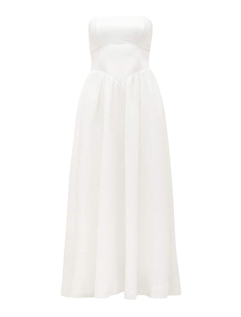 Nova Strapless Midi Dress Porcelain | Forever New