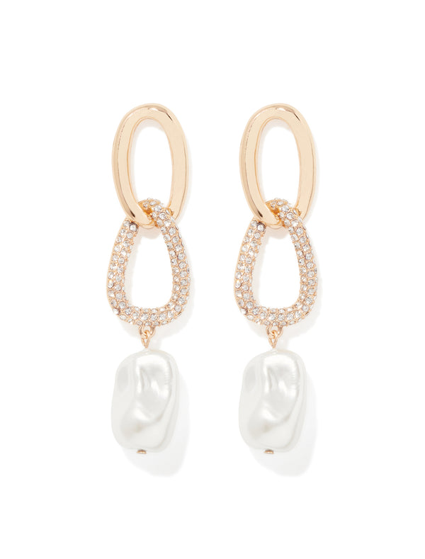 Signature Connor Crystal & Pearl Drop Earrings Forever New