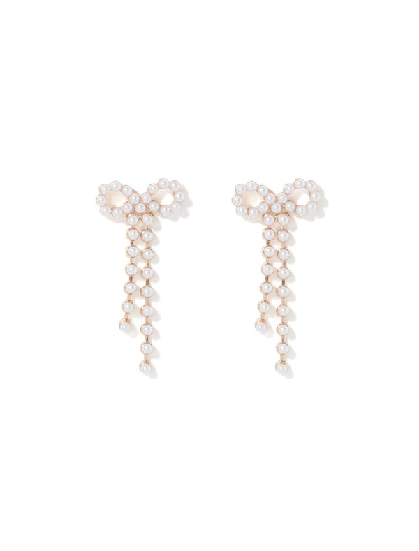 Bree Bow Pearl Earrings Forever New