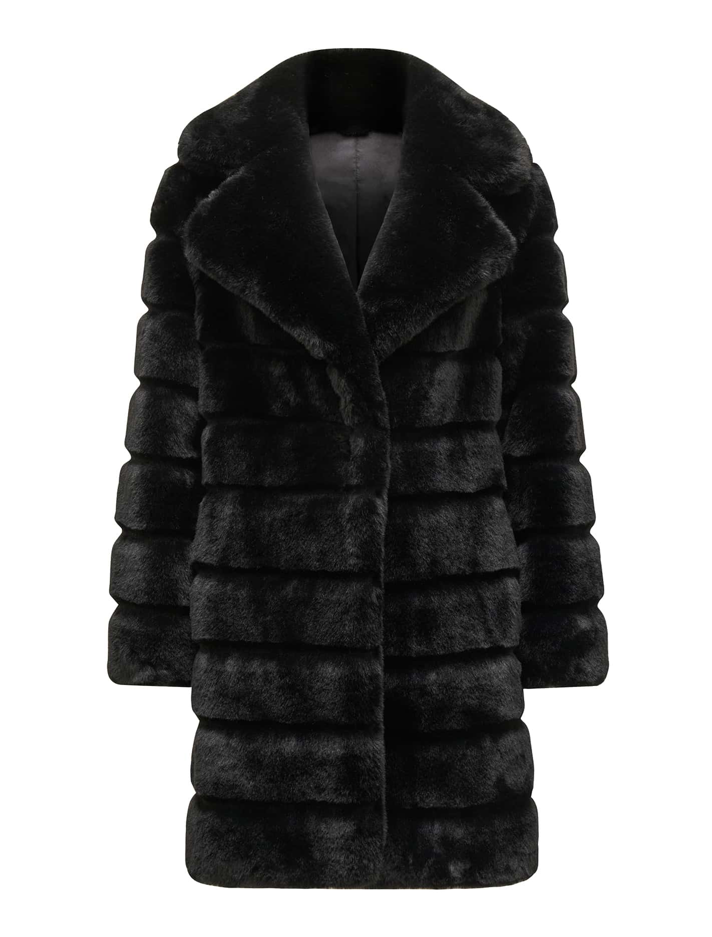 Forever New Long Coat With Faux Fur Collar In Black Forever New