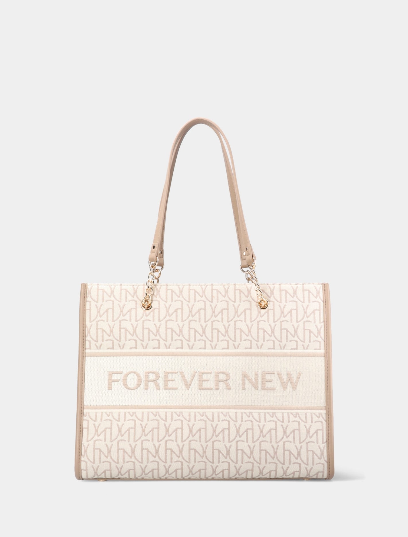 Harper Jacquard Shopper Bag Stone | Forever New