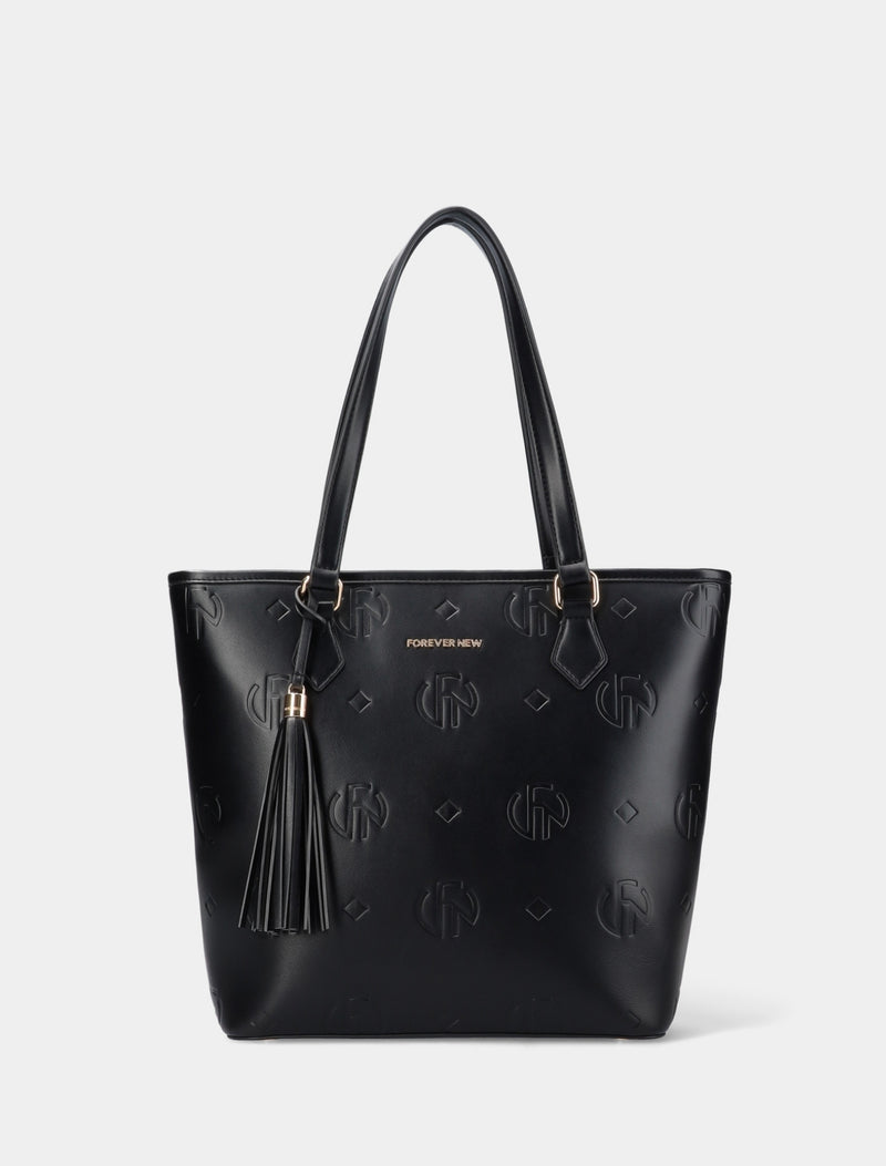 Sophie Embossed Tote Bag Black Forever New