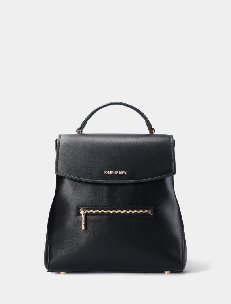 Sydney Zip Detail Backpack Black Forever New