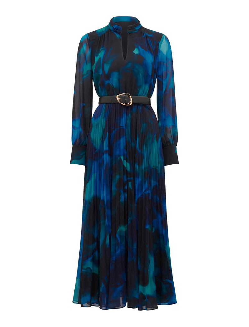 Skyla Pleated Long Sleeve Midi Dress Forever New