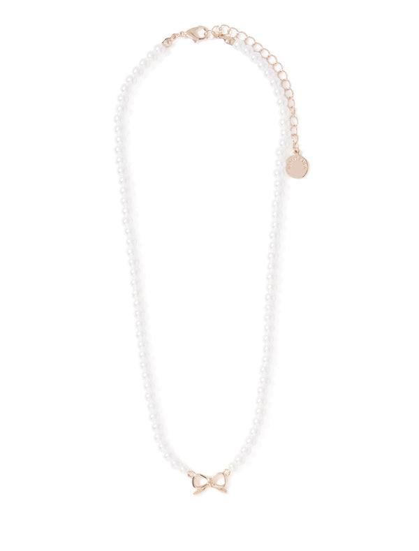 Bailey Bow & Pearl Necklace Forever New