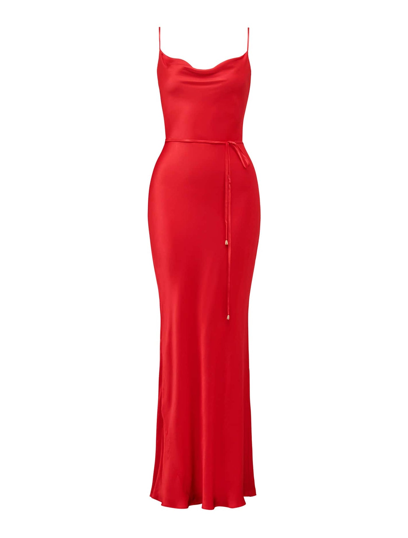 Lucy Petite Satin Cowl Maxi Dress in Red Size 10