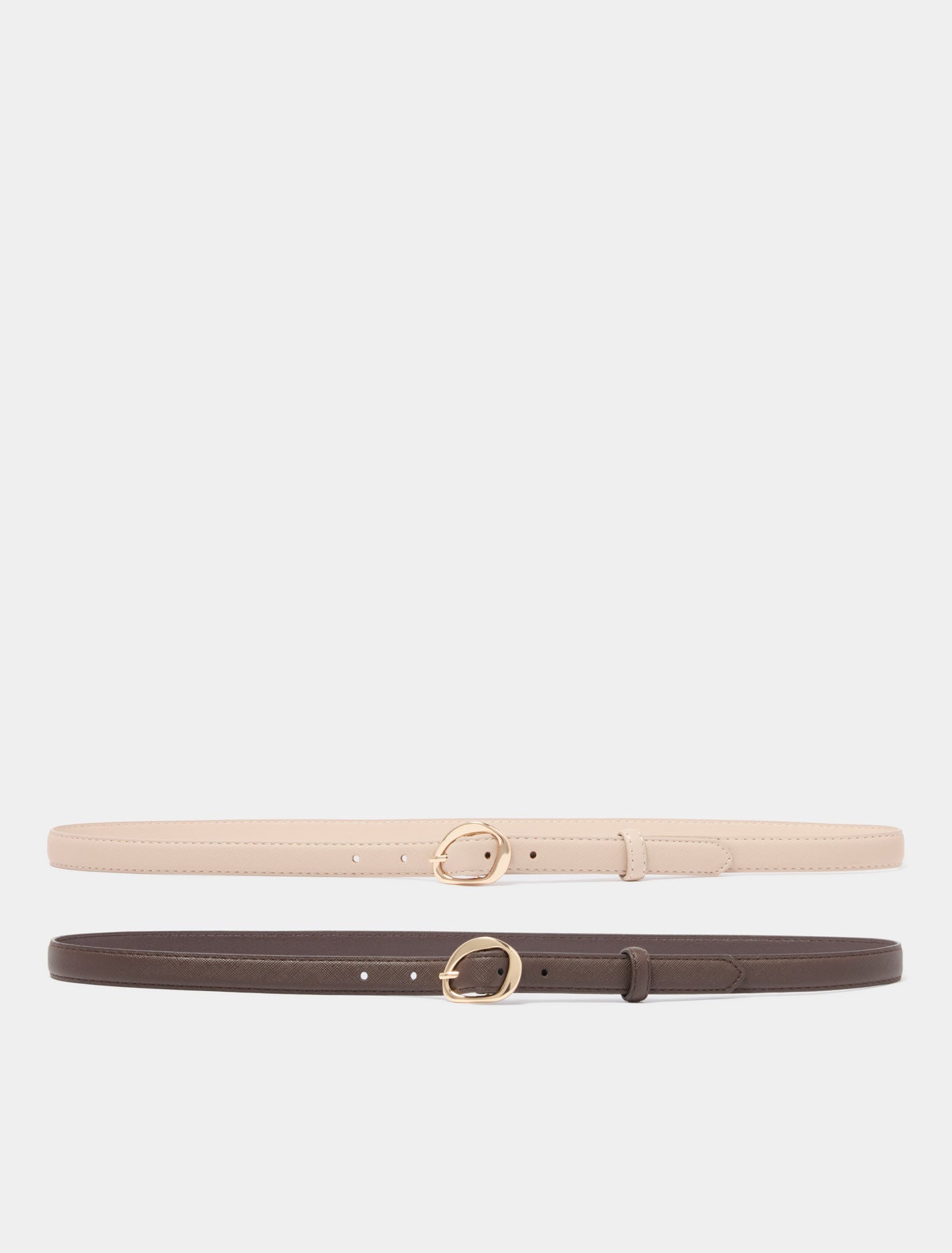 Ali 2 Pack Abstract Buckle Belt Chocolate Beige Forever New