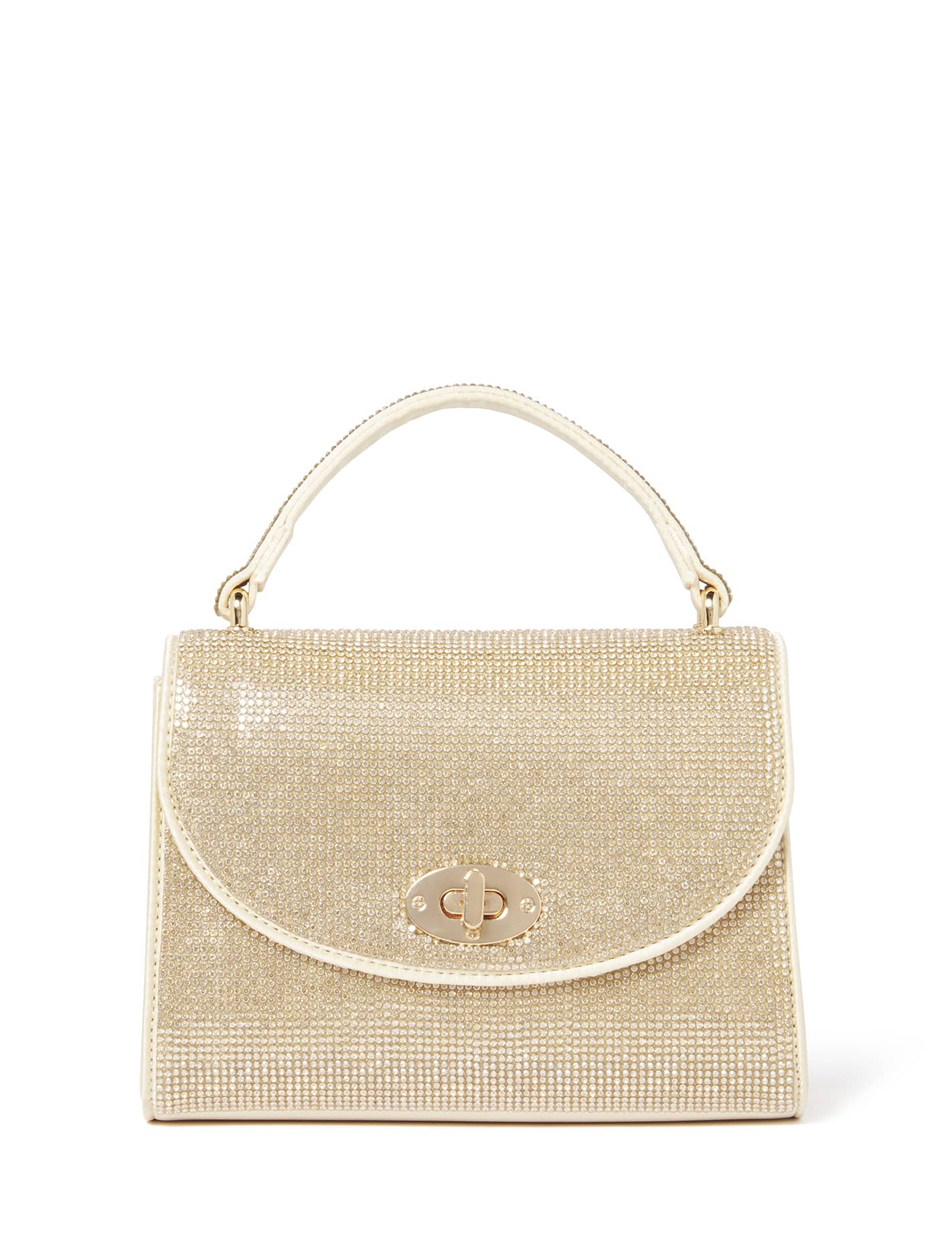 Sadie Sparkle Top Handle Bag Soft Gold | Forever New