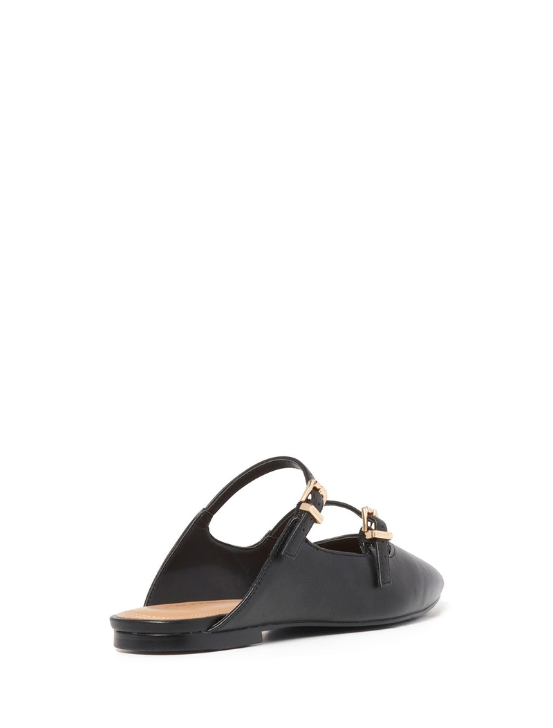 Kenzie Buckle Trim Mule Flat Forever New