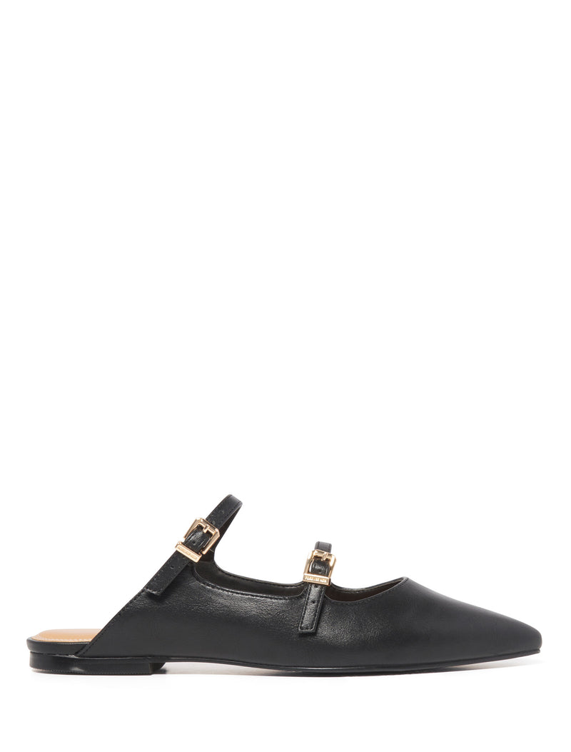 Kenzie Buckle Trim Mule Flat Forever New