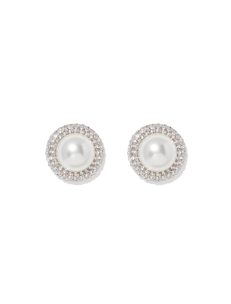 Sylvia Large Pearl & Stone Stud Earrings Forever New