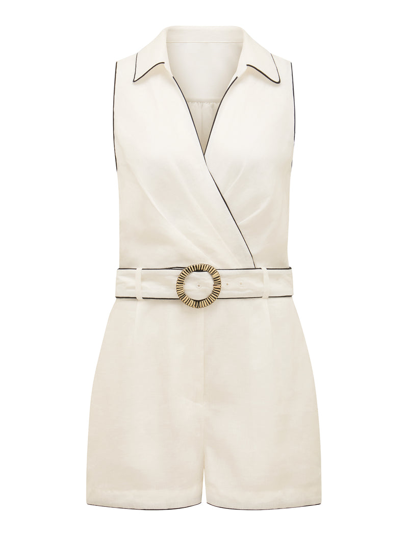 Sophia Collared Linen Playsuit Forever New