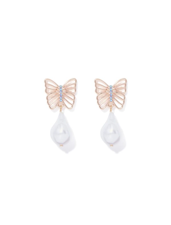 Elysia Butterfly & Pearl Earrings Forever New