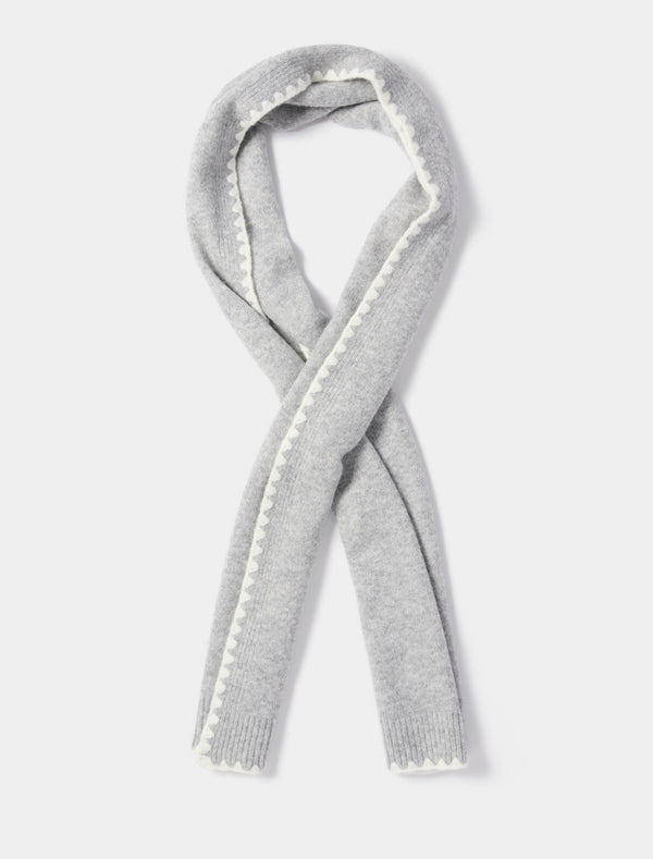 Tatum Stitch Detail Scarf 0 Grey White Forever New