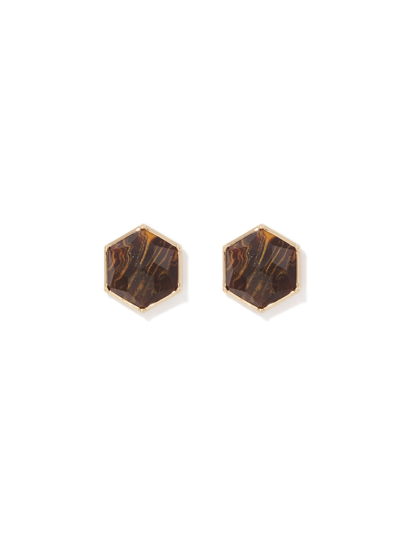 Halle Hexagon Stone Stud Earrings Forever New