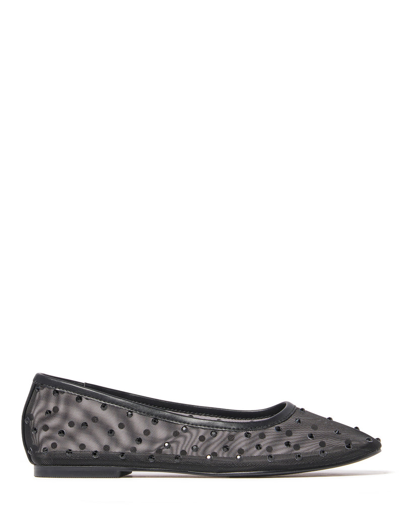 Marlie Mesh Diamante Flat Pump Forever New