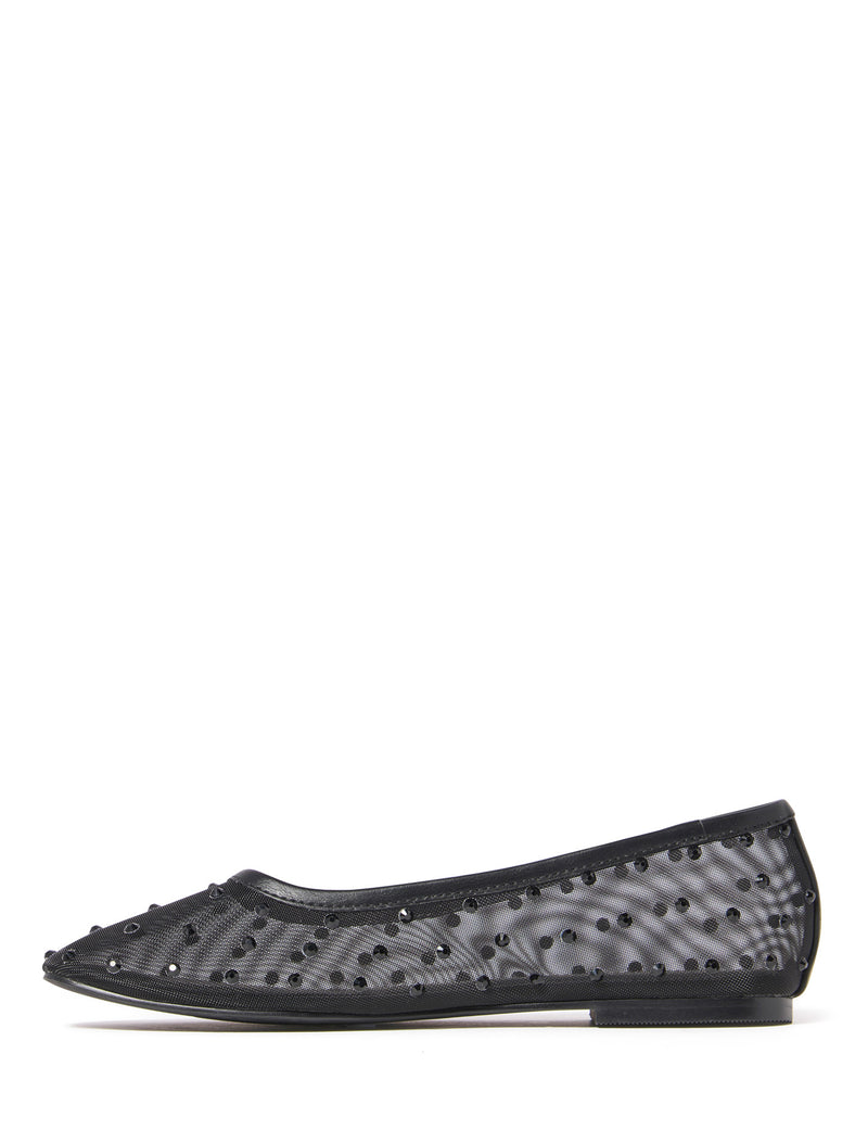 Marlie Mesh Diamante Flat Pump Forever New