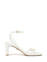 Ines Asymmetrical Strapping Detail Heel Sandal White Forever New