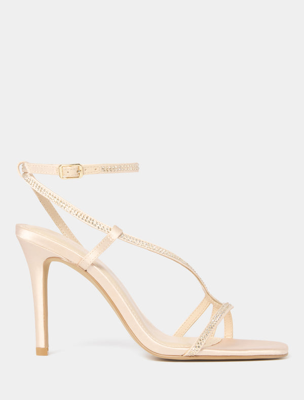 Andi Asymmetrical Occasion Heel Sandal Nude Forever New