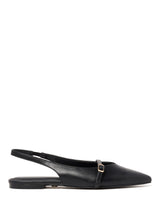 Ivy V Throat Detail Flat Slingback Black Forever New