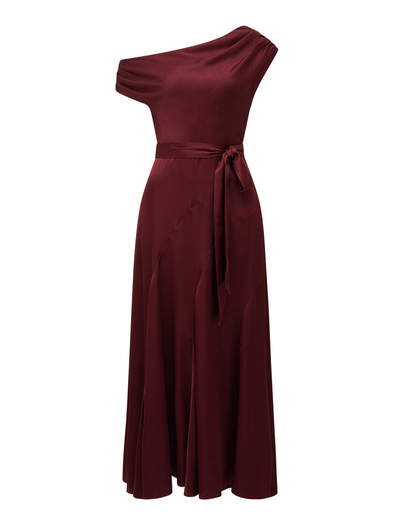 Megan Satin Asym Midi Dress Forever New