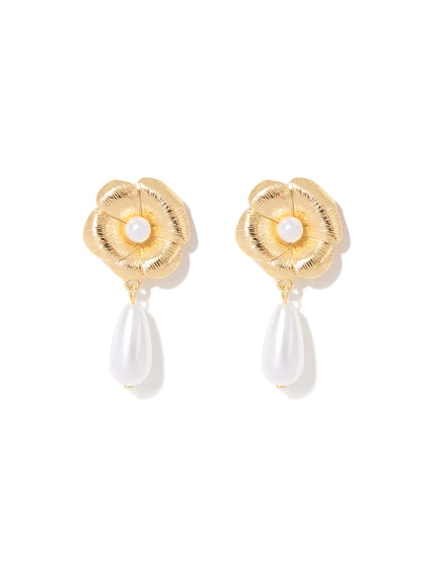 Jessica Flower Pearl Earrings Forever New