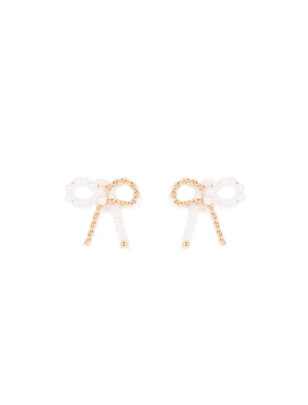 Nadia Pearl Metal Bow Earrings Forever New