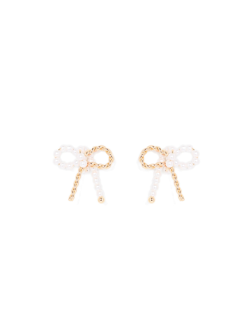 Nadia Pearl Metal Bow Earrings Forever New