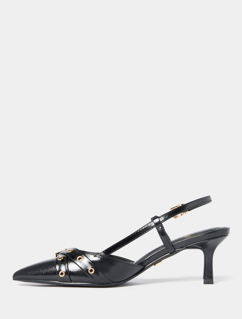 Hazel Buckle And Eyelet Slingback Heel Forever New