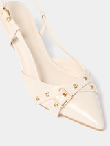 Hazel Buckle And Eyelet Slingback Heel Forever New