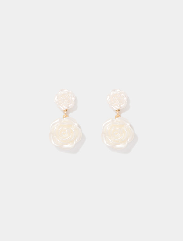 Tati Acrylic Rose Earrings 0 Ivory Forever New