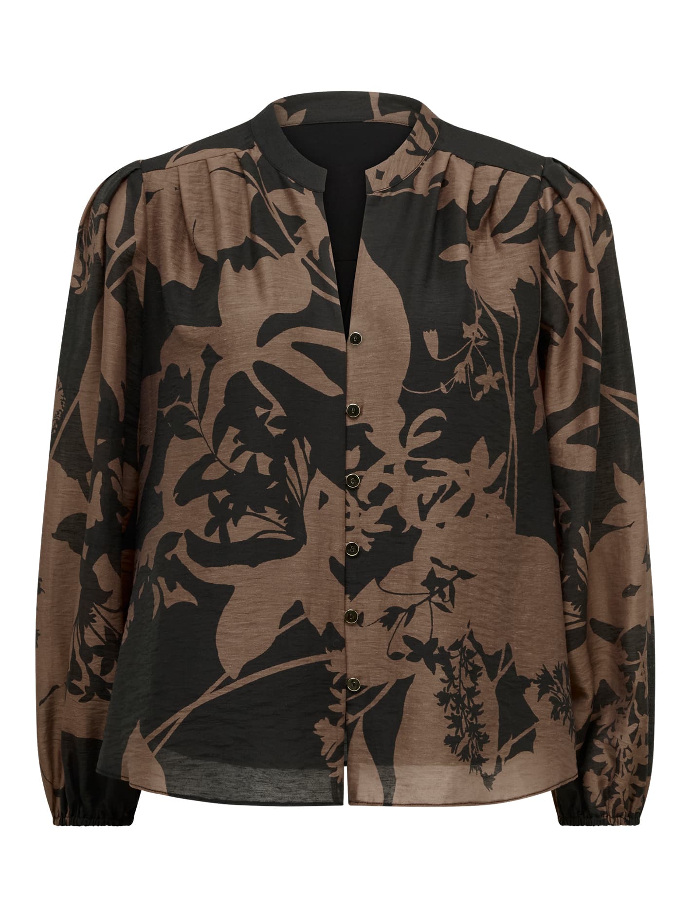 Adaline Petite Printed Blouse Tan Hensley Floral Forever New