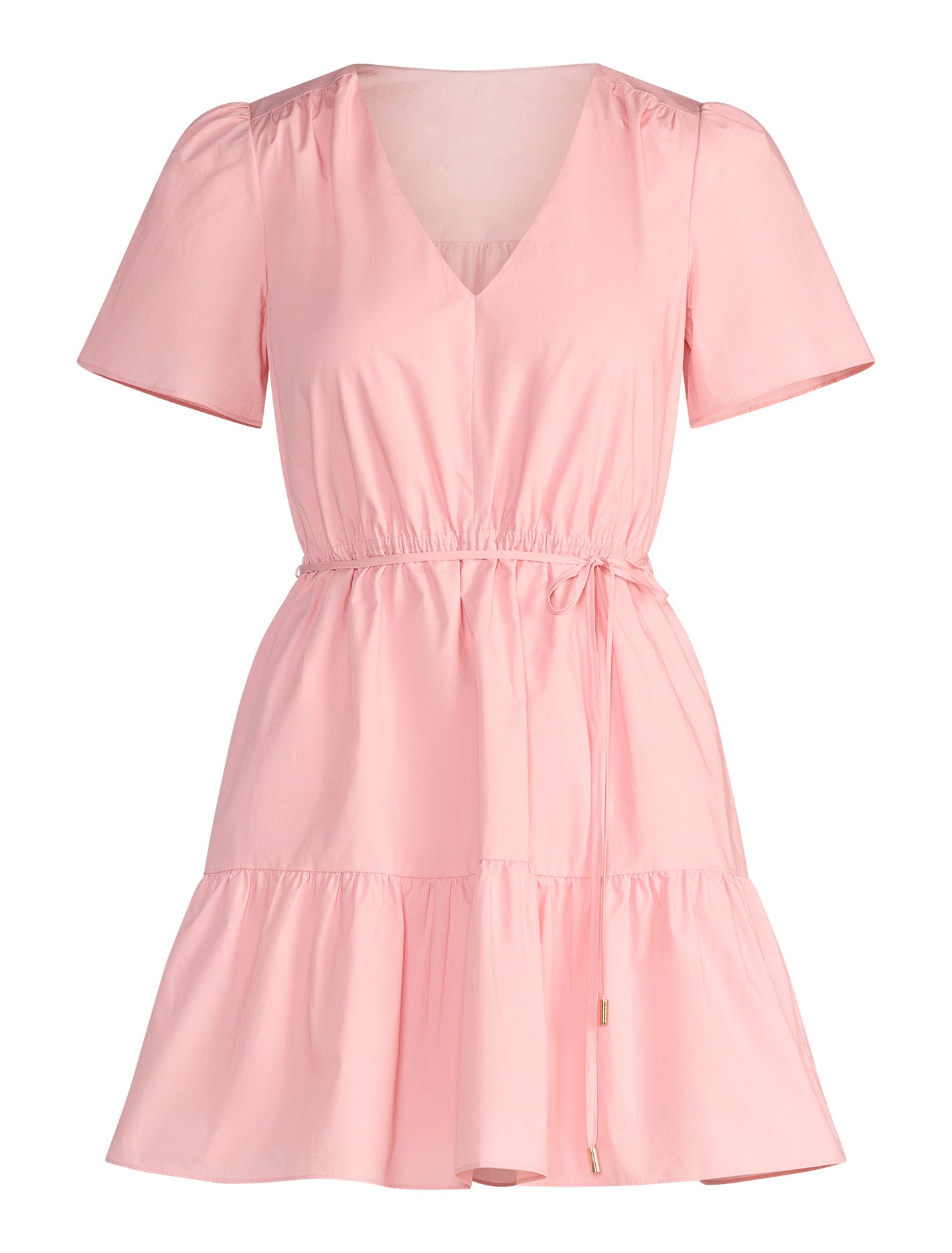 Hattie Short Sleeve Cotton Mini Dress Soft Rose Forever New
