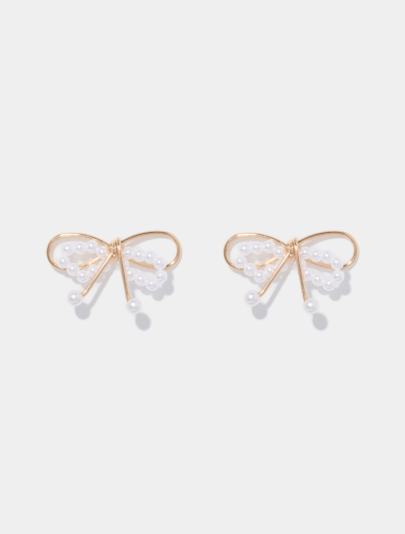 Sage Bow & Metal Earrings 0 Gold Pearl Forever New