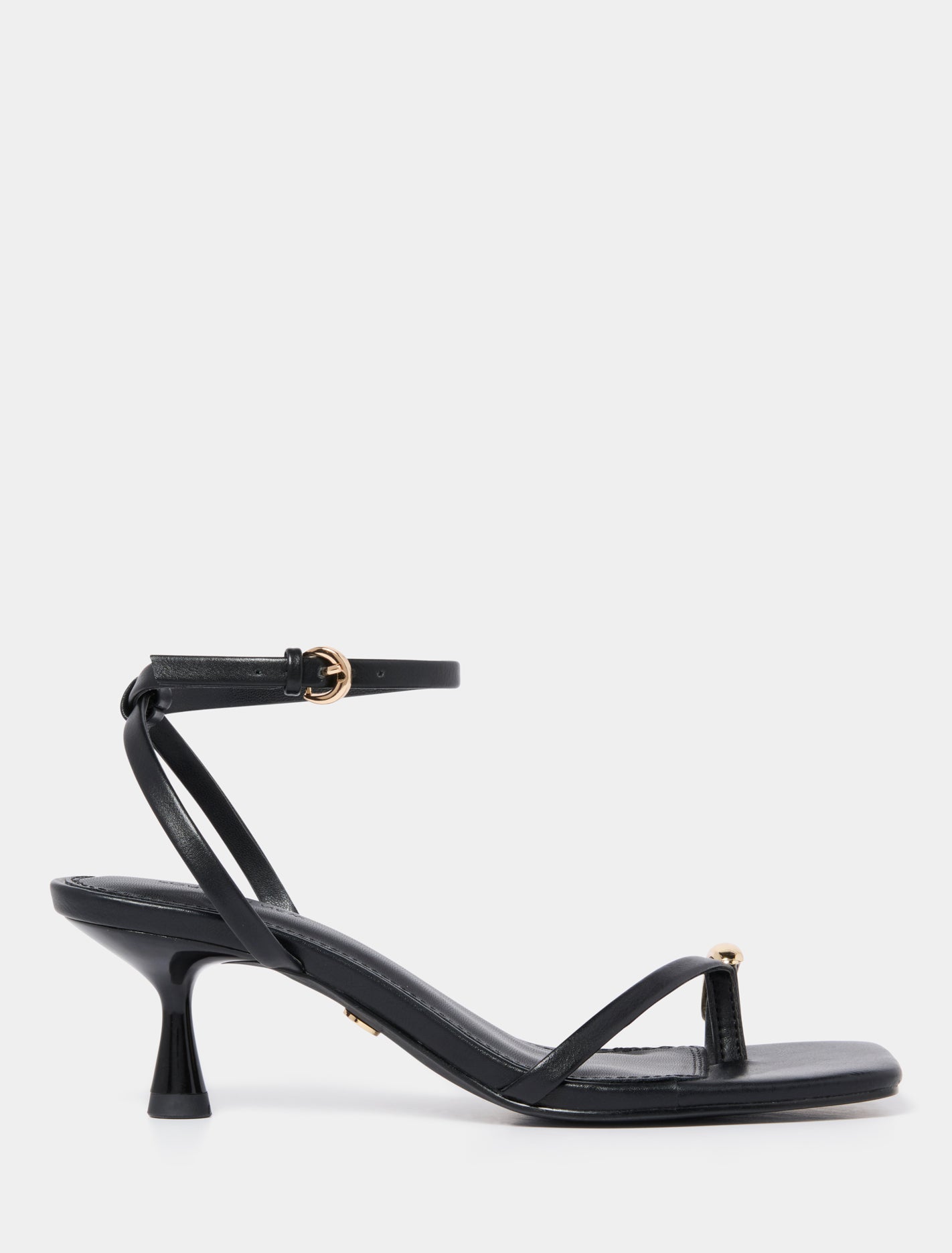 Tatiana Toe Loop Trim Strappy Sandal Heel Black Forever New